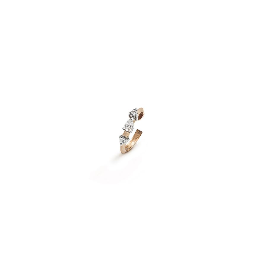 Rose gold 'Balance' ear cuff with drop and round diamonds BALANCE | OR MONO 1GC 2TOAU9R CT. 0,09+0,04